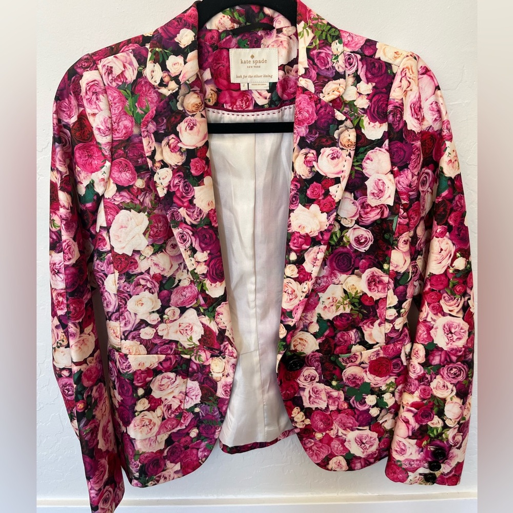 Kate Spade Women's Blazer - Pink and Purple Floral